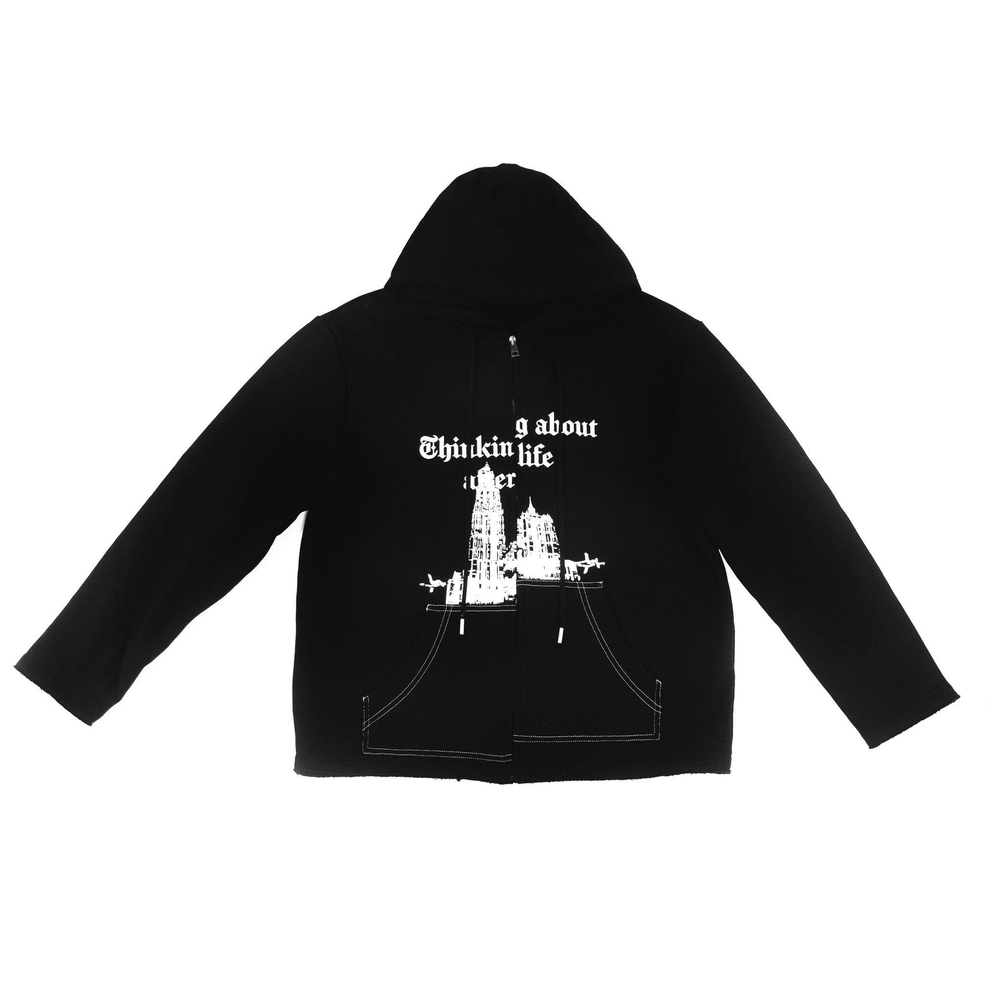 " THINKING ABOUT AFTERLIFE " - ZIP HOODIE - Loose